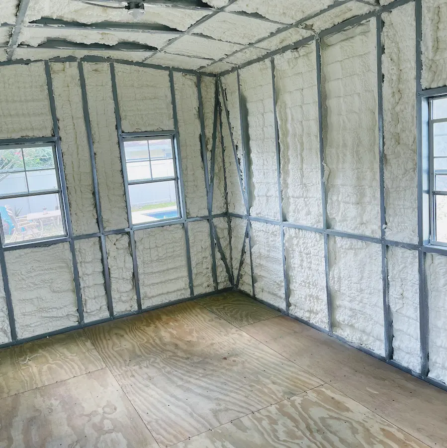 Closed-cell spray foam insulation applied to wall cavities in a residential project in Milford Mill